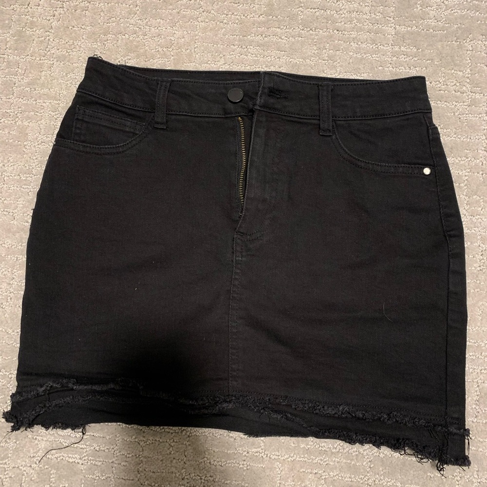 Black Mini Jean Skirt